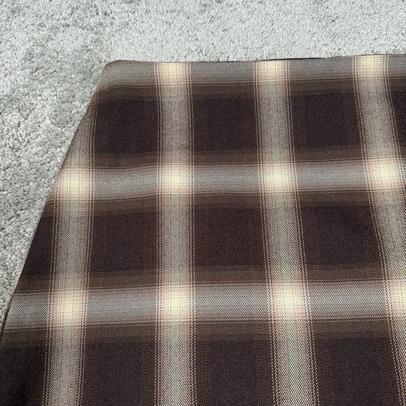 BP Nordstrom Brown Plaid Mini Skirt Size M Ombre Front Slit Academia Coquette - Picture 9 of 10